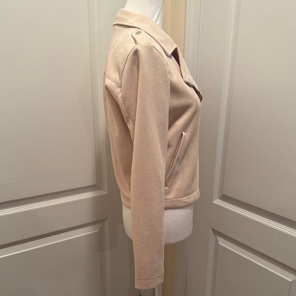 LC Lauren Conrad Cream Faux Suede Moto Jacket - Size XS - Picture 4 of 9